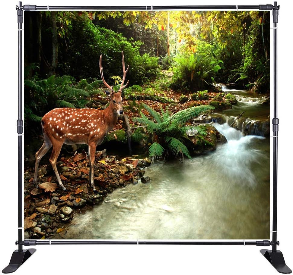 GUOHONG 8'x8' Heavy Duty Backdrop Banner Stand Multifunctional Adjustable Telescopic Height and Width Photo Booth Banner and Reuse for Trade Show and Display Booth Exhibitor Background