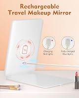 FUNTOUCH Rechargeable Travel Makeup Mirror with Lights 10X Magnifier 80 LEDs view 4