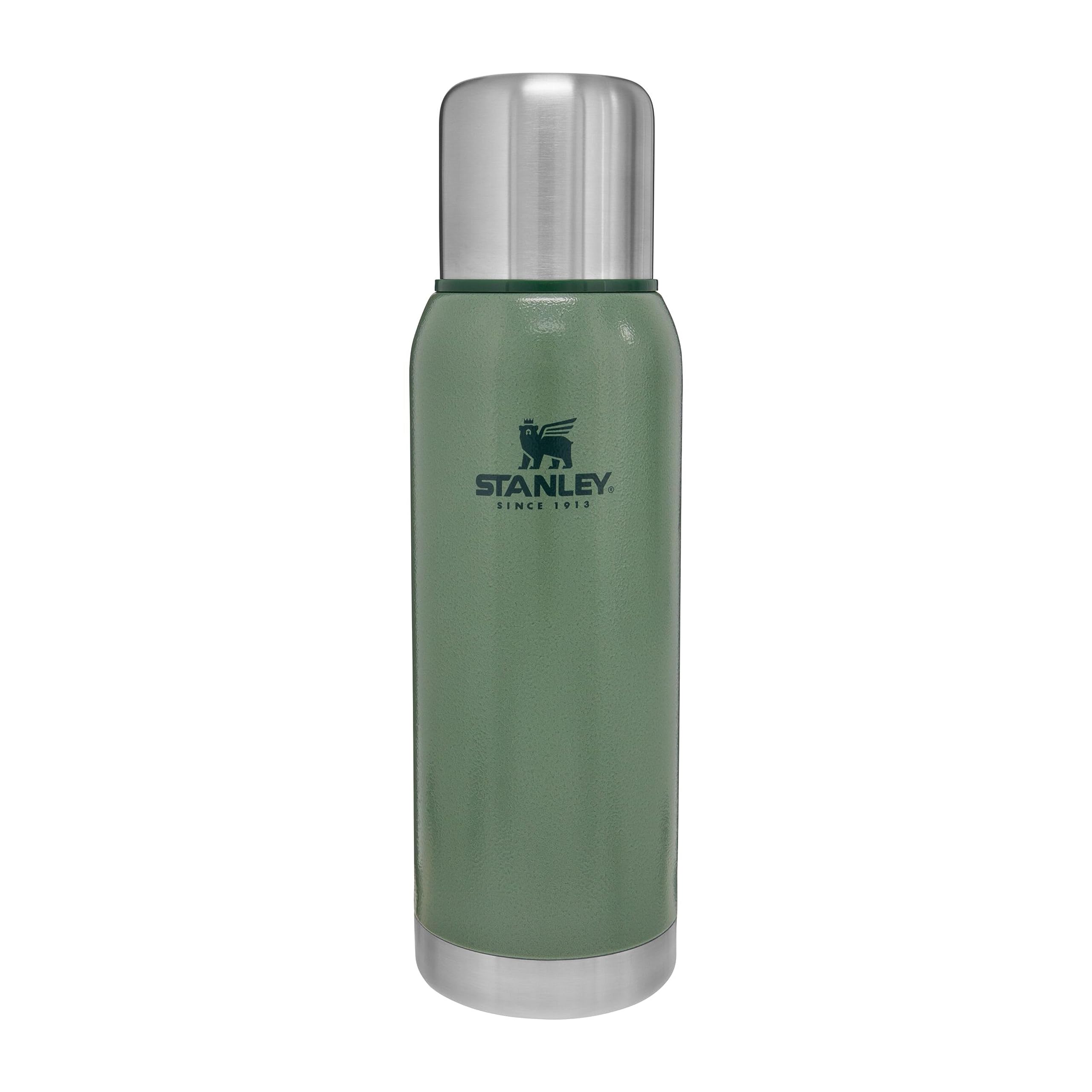 STANLEY 1913 Adventure Stainless Steel Thermal Flask 1L - Keeps Cold for 24 Hours - BPA-Free - Coffee Flask - Leakproof Lid Doubles As Cup - Hammertone Green