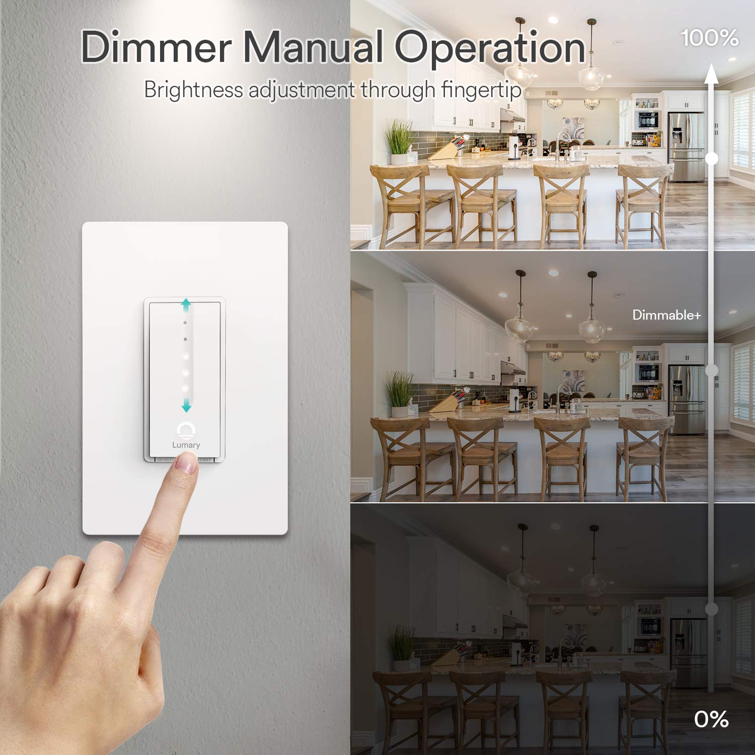 Lumary Smart Dimmer Wi-Fi Light Switch, APP Remote Control & Schedule, Compatible with Alexa & Google Assistant (No Hub Required): Industrial & Scientific