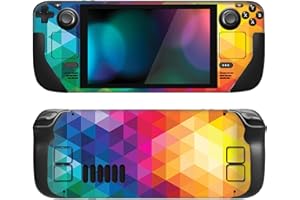 PlayVital Full Set Protective Skin Decal for Steam Deck LCD, Custom Stickers Vinyl Cover for Steam Deck OLED - Colorful Trian