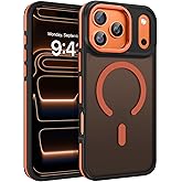 BENTOBEN Magnetic for iPhone 17 Pro Case 2025 [Compatible with Magsafe] [Military-Grade Protection] Matte Women Men Anti-Slip Shockproof Bumper Phone Cases for iPhone 17Pro 6.3", Cosmic Orange/Black