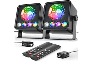 CAIVIMVN ‌2-Pack Sunset Lamp Disco Ball Party Lights - Sound Activated LED Strobe & Stage Lights for Home Parties, Weddings, Bars, Clubs, Karaoke, Halloween, Christmas & Wall Décor (Enhanced Dual Lighting Set)