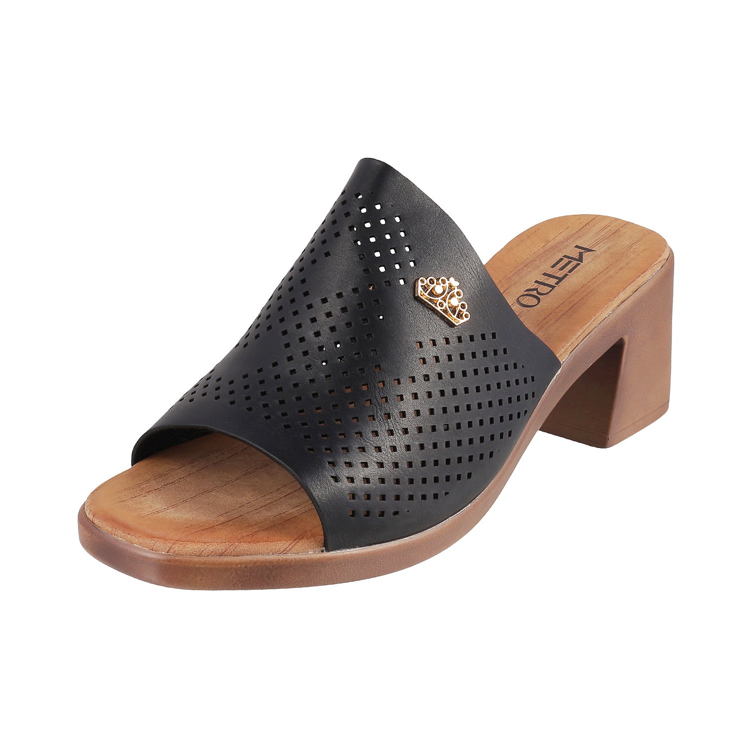 metro women black synthetic mules ( 41-3328 )