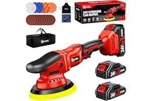SILVEL Cordless Car Buffer Polisher, Car Polishing Kit with 24V 2 X 2.0Ah Batteries, 5 Inch Car buffer Waxer Kit, Car Polishing Machine,6 Variable Speed, Car Buffer Polisher for Car Detailing