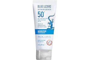 Blue Lizard SENSITIVE Mineral Sunscreen with Zinc Oxide, SPF 50+, Water Resistant, UVA/UVB Protection with Smart Cap Technolo