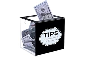 Yamahiko Acrylic Tips Jar for Money, Tip Box for Bartender Bars Money Container Musicians Restaurants Driver, Acrylic Collect