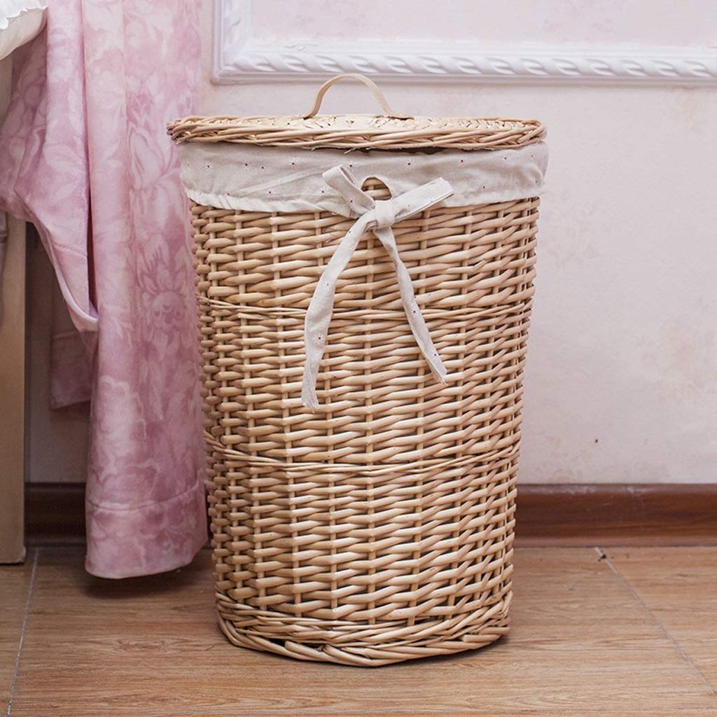 37 46 cm Unbekannt KKY-Enter Rattan mit Deckel Wäschekorb Baumwolle