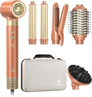 webeauty Dual-Spannung 7in1 Airstyler Neues Upgrade, 110,000U/Min, 30M/S Föhn mit Diffusor,Warmluftbürste, Auto Lockenstab, Air Haarglätter, 500 Millionen Ionen Hairstyler für Multistyling