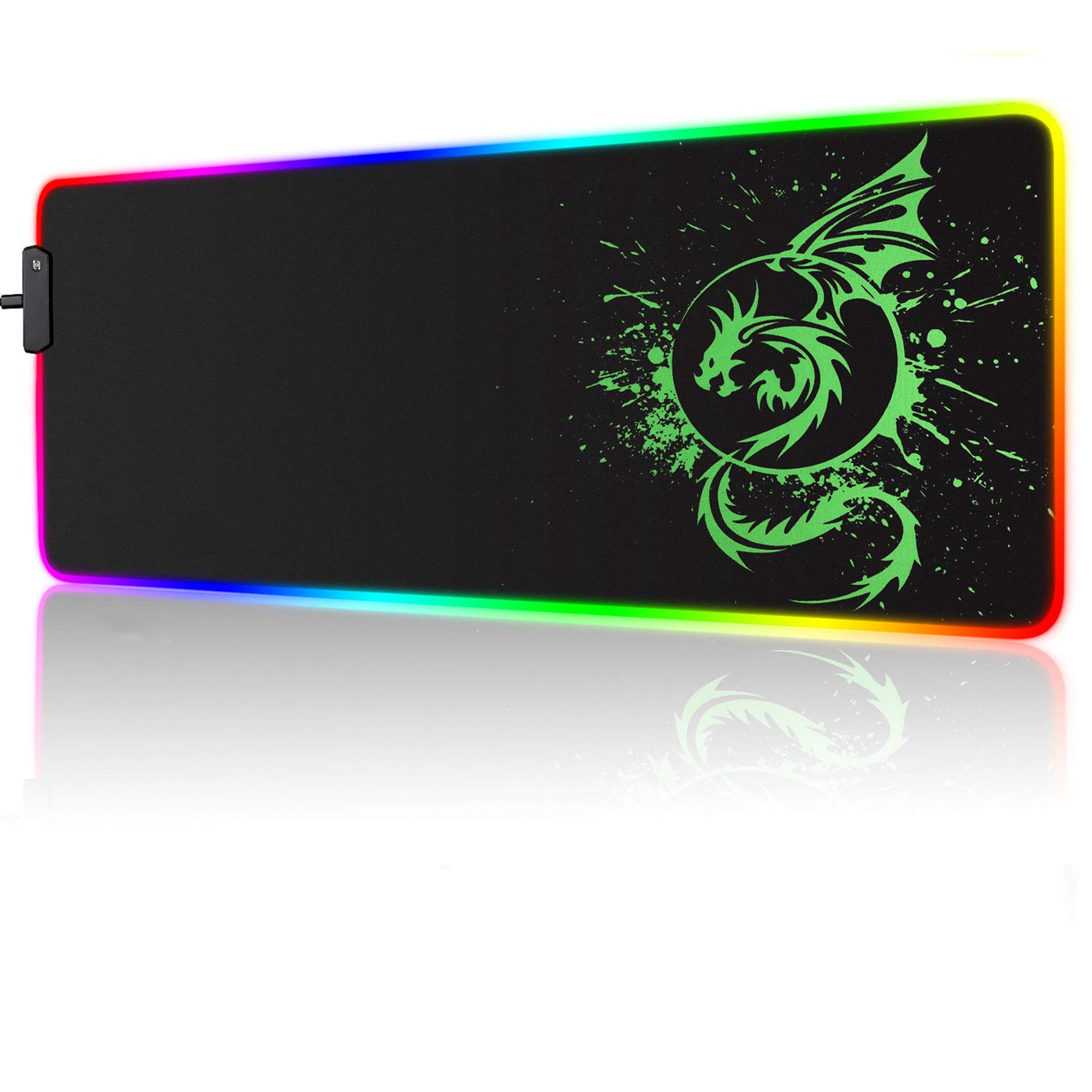 Foulrog RGB Gaming Mouse Pad, Large Extended Glowing Led Mousepad with 15 Lighting Modes and USB,Smooth Surface Waterproof Gamer Mouse Mat for Gaming, Macbook, PC, Laptop, Desk 31.5 X 12 Inch (Green)