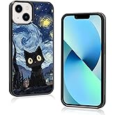 Onemiliayears Cute Starnight Cat Phone Case, Van Gogh Cute Cat Pattern iPhone 13/14 Case, Non-Slip Design and Shock Absorption, Phone Case for Teen Girls, Boys, Women and Men(iPhone - 13/14)