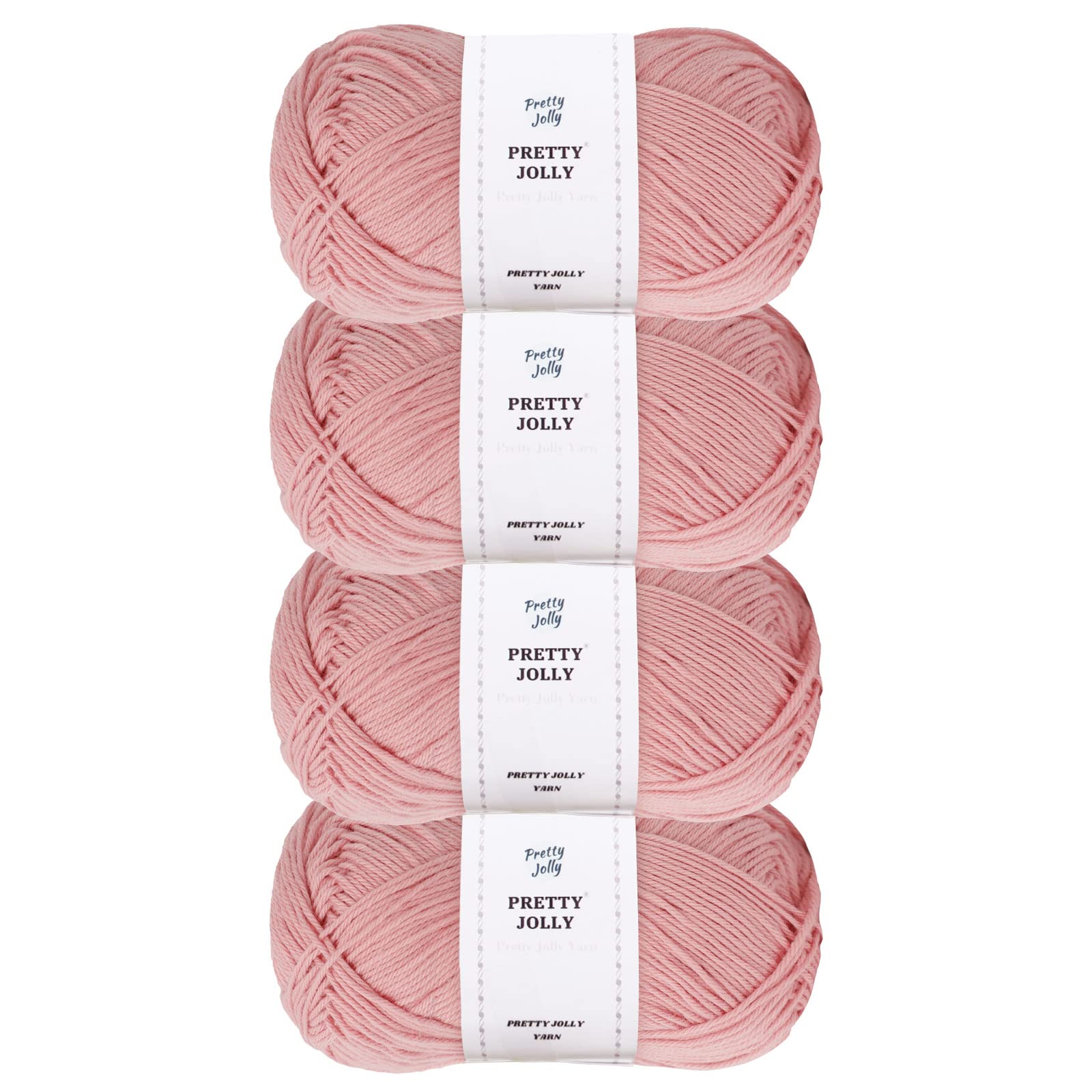 Pretty Jolly 4 Skeins Soft Baby Yarn, 100% Cotton, Crochet & Knitting, 4 Ply, Fingering Weight, Blanket Yarn for DIY Craft Total Length 4×160m/4×50g (Pink)