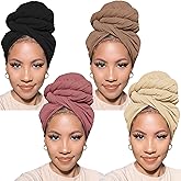 PWEOUKE Head Wraps for Black Women African Head Wrap Lightweight for Women Long Plain Turban Hair Scarf Scarves