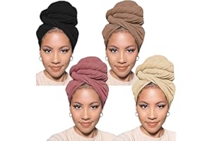 PWEOUKE Head Wraps for Black Women African Head Wrap Lightweight for Women Long Plain Turban Hair Scarf Scarves
