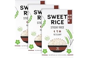 Soeos Sweet Sticky Rice, 2lb (907g)， Pack of 3, Total 6lb (2721g),Premium Glutinous Rice, All Natural, Non GMO & Gluten Free