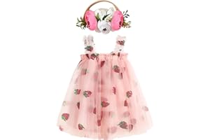 GRNSHTS Toddler Baby Girl Tutu Dress Sleeveless Floral Print Tulle Dress Little Girl Princess Dresses with Flower Headband