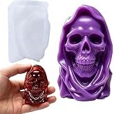 Hooded Skull Silicone Mold, 3D Skull Mould for Scented Candle Z0384 | Halloween table decor mold,halloween skull resin mould,for Scented Candle, Epoxy Resin, Soap,DIY Table Decor Craft Supplies