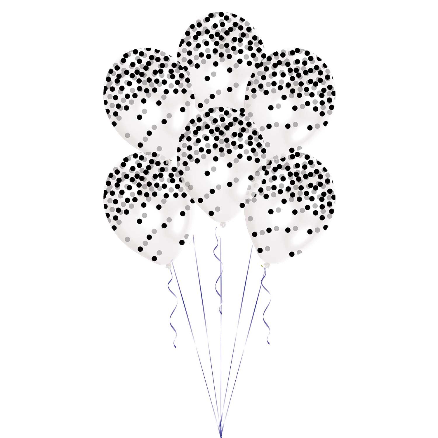 amscan 9902933 BALL 6pk 11" ptd ConfettiBlack