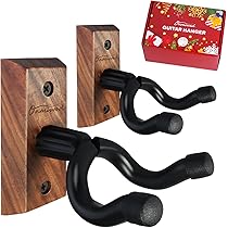 SNIGJAT Lot De 2 Supports Muraux En Bois Dur Avec Vis Pour Guitare Acoustique/électrique (noir Mat