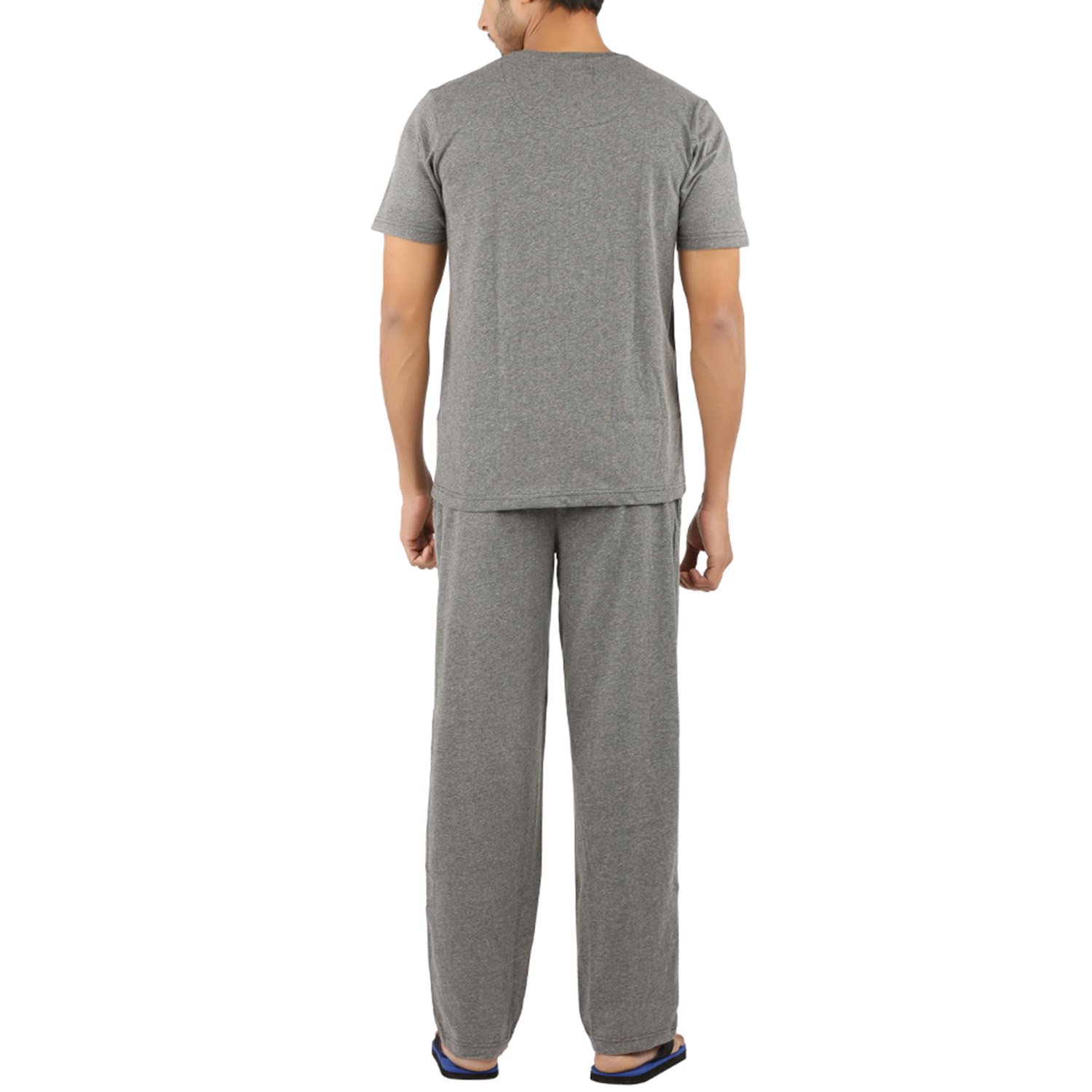 red line mens charcoal melange cotton sleeper wear set