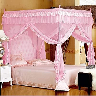 Mengersi Pink Kids Princess Bed Canopy, Mosquito Net for Girls
