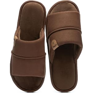 GOEWY Mens Open Toe Slippers with Memory Foam Breathable Houes Shoes | All-season Slipper, Cloud Memory Foam Cushion, Anti-sl