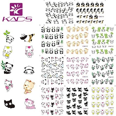 Amazon Kads ネイル水転写シール 3枚入り ネイルステッカー パンダ 猫 動物 マニキュア転写ステッカー セット6 Kads ネイルスタンパー ステンシル 通販