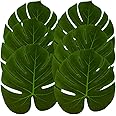 Hopeak Artificial Palm Leaves 24 Pieces Large Palm Leaves for Hawaiian Luau Party Jungle Beach Theme Party Birthday Table and Wall Decorations