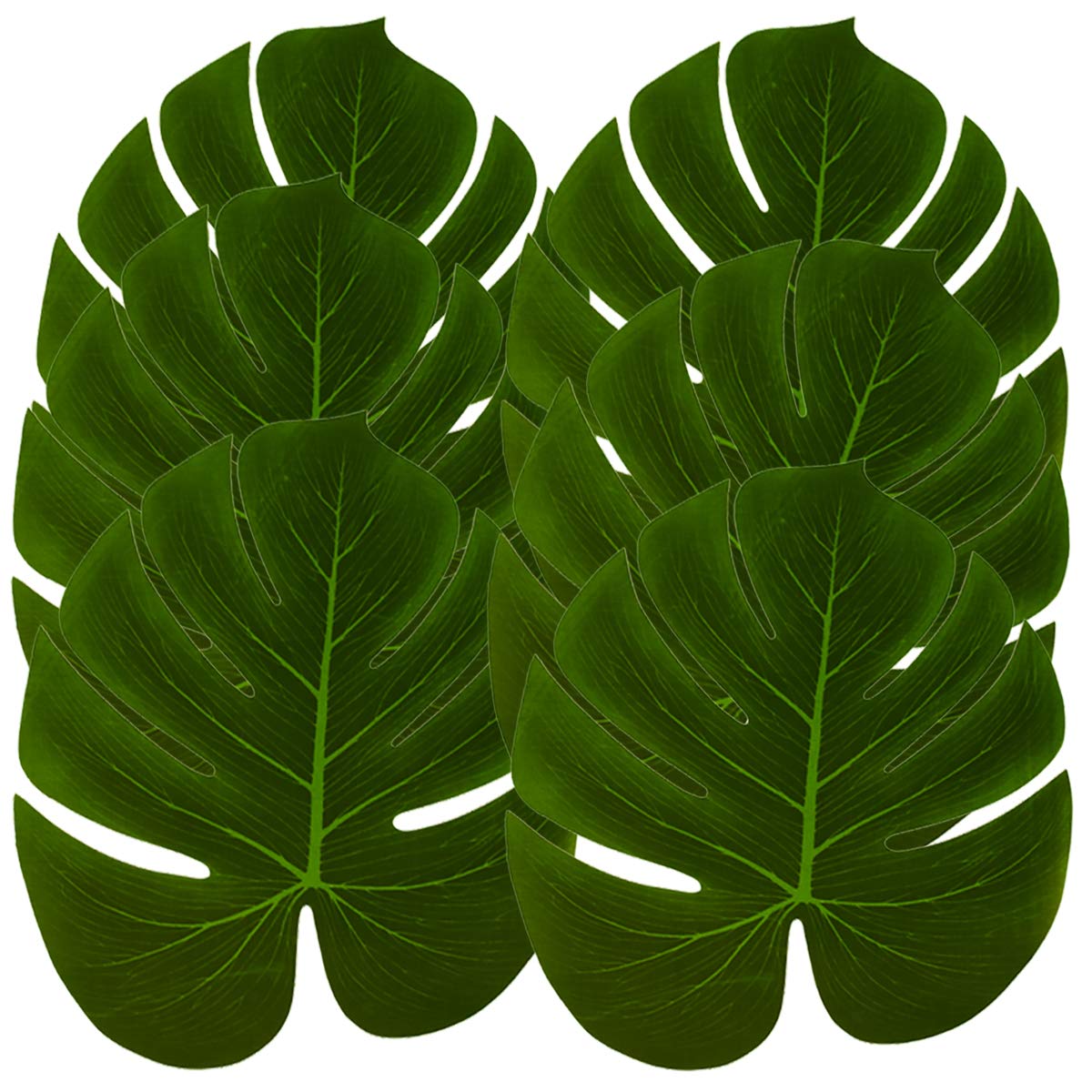 Photo 1 of Hopeak Artificial Palm Leaves 24 Pieces Large Palm Leaves for Hawaiian Luau Party Jungle Beach Theme Party Birthday Table and Wall Decorations