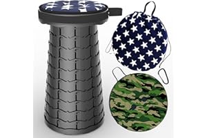 ALEVMOOM Upgraded Telescoping Collapsible Stool with Cushion, Folding Stool with Printing Portable Retractable Foldable Seat Max Load 550lbs for Adults Camping Fishing Outdoor
