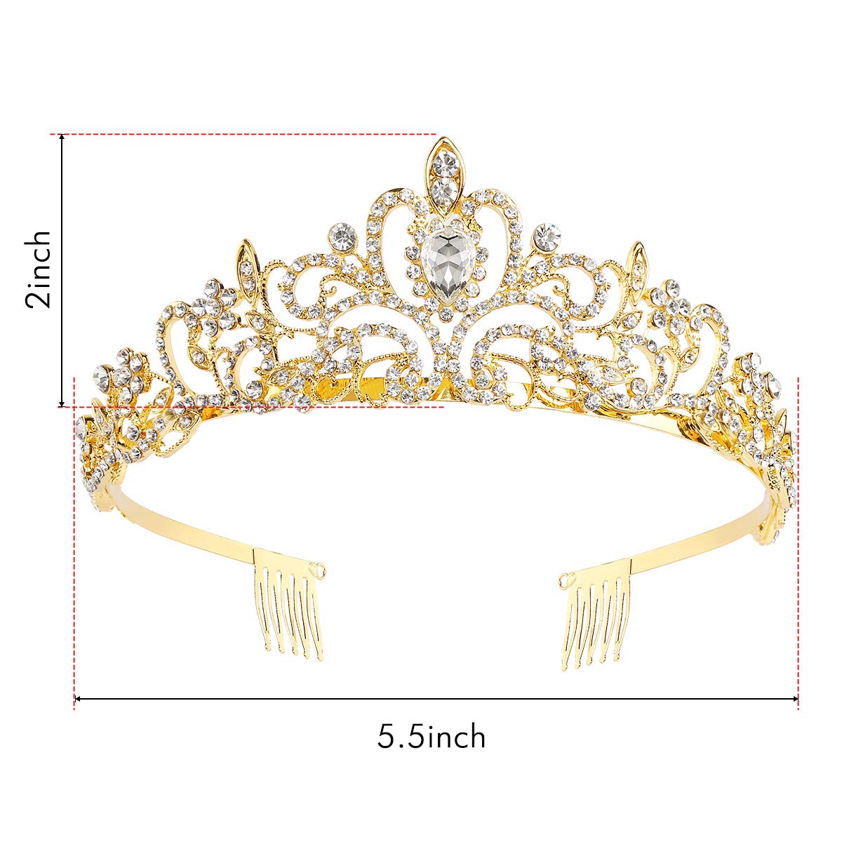 Makone Crystal Crowns for Women, Queen Princess Vintage Crown Tiaras, Girls Adult Bridal Hair Accessories Gifts for Birthday & Wedding Prom, Bridal Party, Pageant, Halloween Costume, Christmas - Gold : Beauty