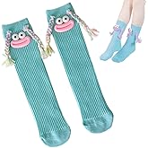 Cartoon Monster Socks Funny Crazy Sock for Boys and Girls 3D Novelty Silly Ugly Quirky Socks with Eyes Sausage Mouth Braid Blue