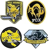 4 PCS Military Tactical Morale Fox Hund Diamond Dogs Hook Loop Patch,Foxhound Fox Metal Gear Solid Embroidered Emblem Patches for Shirts Hats Vest Jackets Clothes Tactical Bag Uniforms Helmet