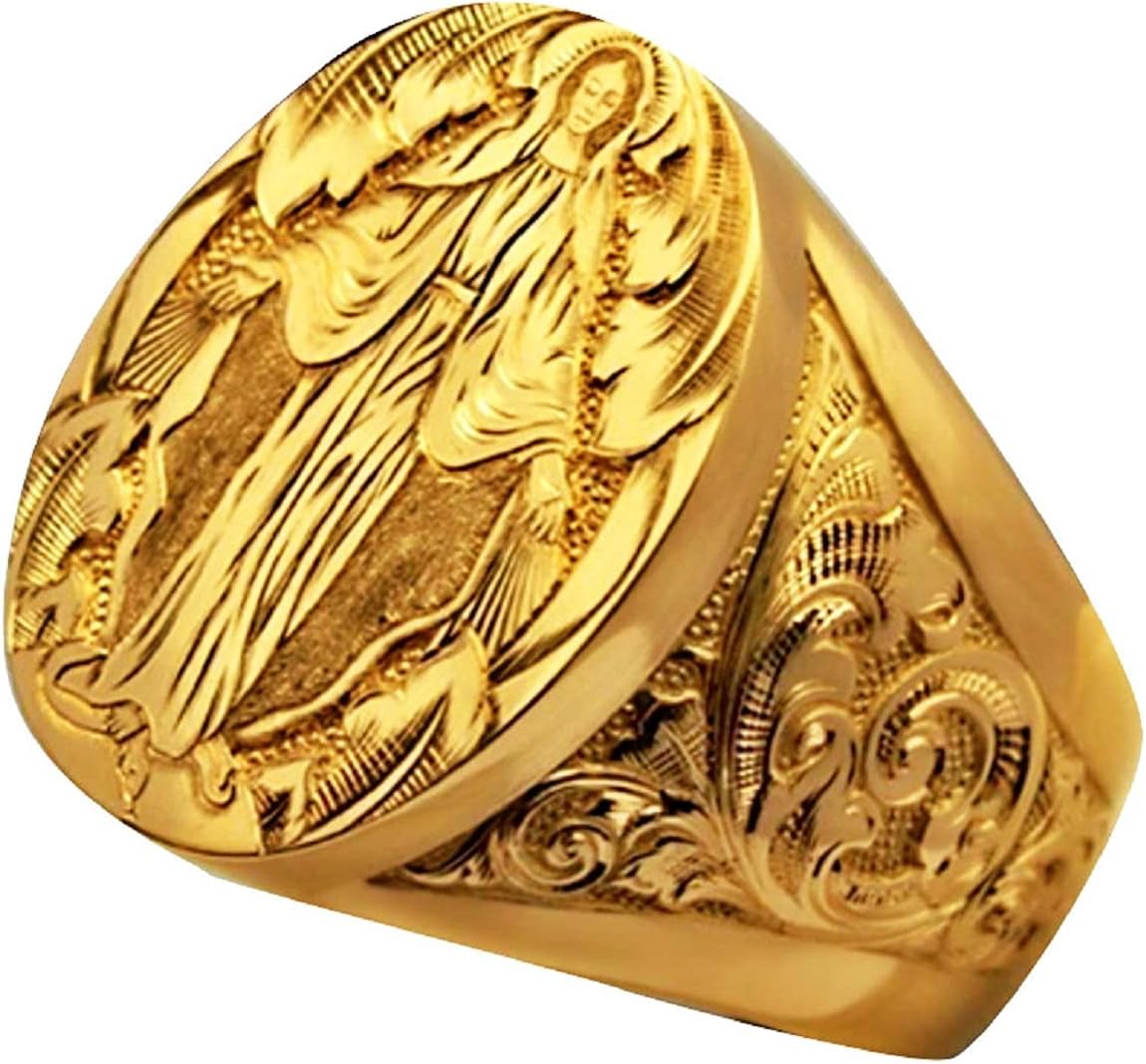 Anillo de Virgen Católica para Hombre, Hip Hop bendecida Madre Anillo