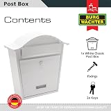 Burg-Wächter MB01 White Classic Wall Mounted Lockable Steel Post Box 36x37x13cm view 3