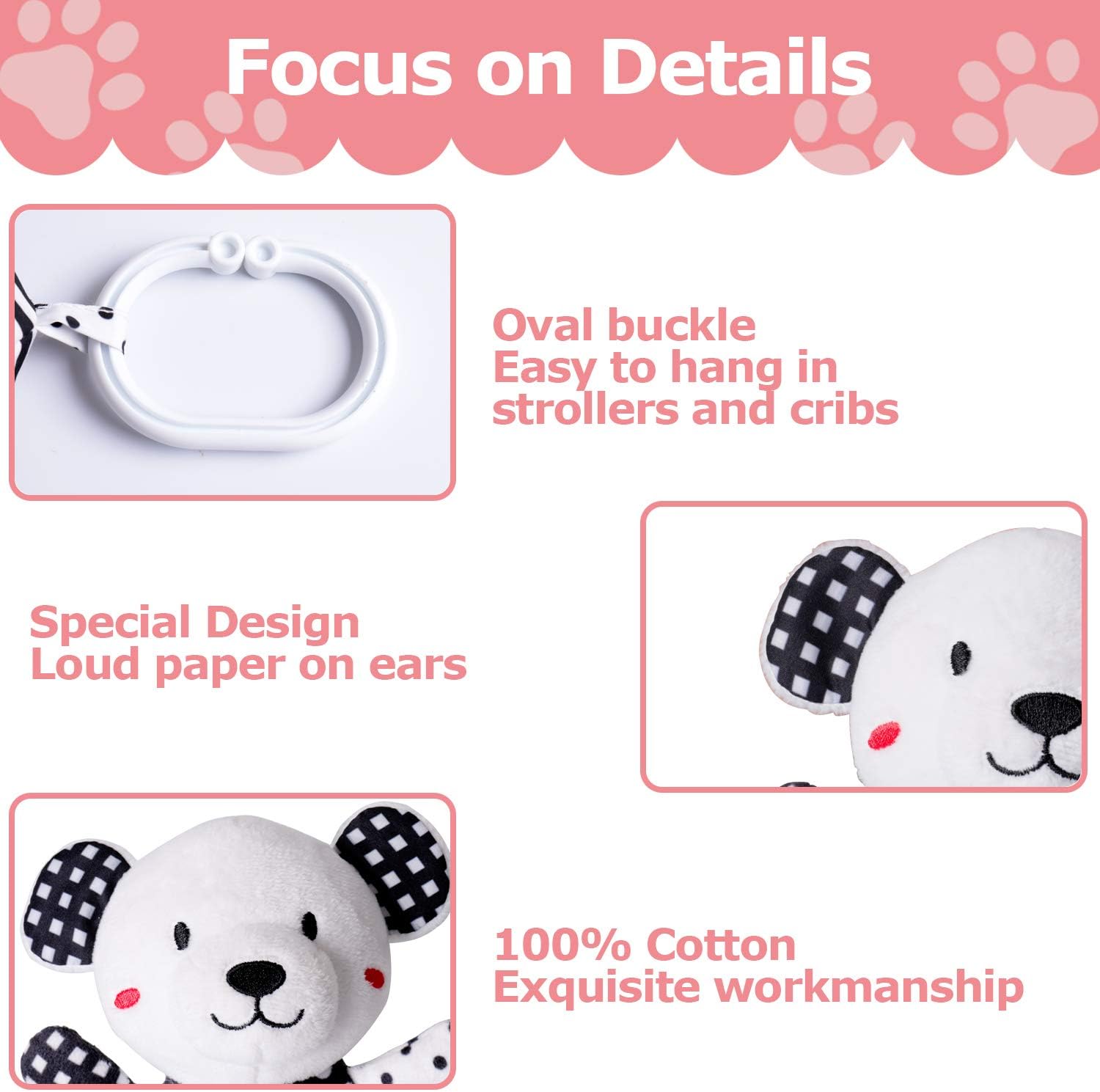 rolimate Baby Toy Cartoon Animal Stuffed Hanging Rattle Toys, Baby Bed Crib Car Seat Travel Stroller Soft Plush Toys with Wind Chimes, Best Birthday Gift for Newborn 0-18 Month (Lion, Cow & Panda): Toys & Games
