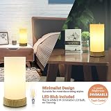 HSLighting Bedside Lamp 3-Way Dimmable Glass Table Lamp with Wood Grain Base view 3