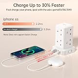 Sameriver 12-in-1 Tower Extension Lead 8 AC Outlets 4 USB 2m Surge Protection view 2