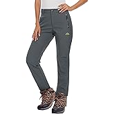 MAGCOMSEN Women's Fleece Lined Waterproof Insulated Snow Ski Pants Winter Warm Hiking Pants Outdoor Softshell