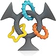 Nuby Silly Three Prong Interactive Suction Toy with Colorful Rings, Gray