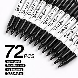 Yocfon Permanent Markers, 72 Count Black Permanent