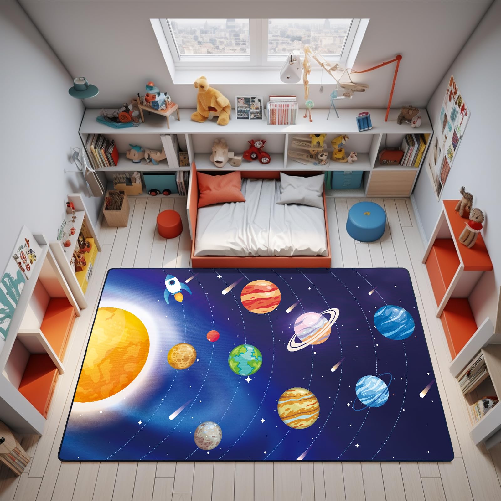 Solar System Play Rug Space Rug for Kids Room Solar System Area Rugs for Boys Bedroom Kids ...