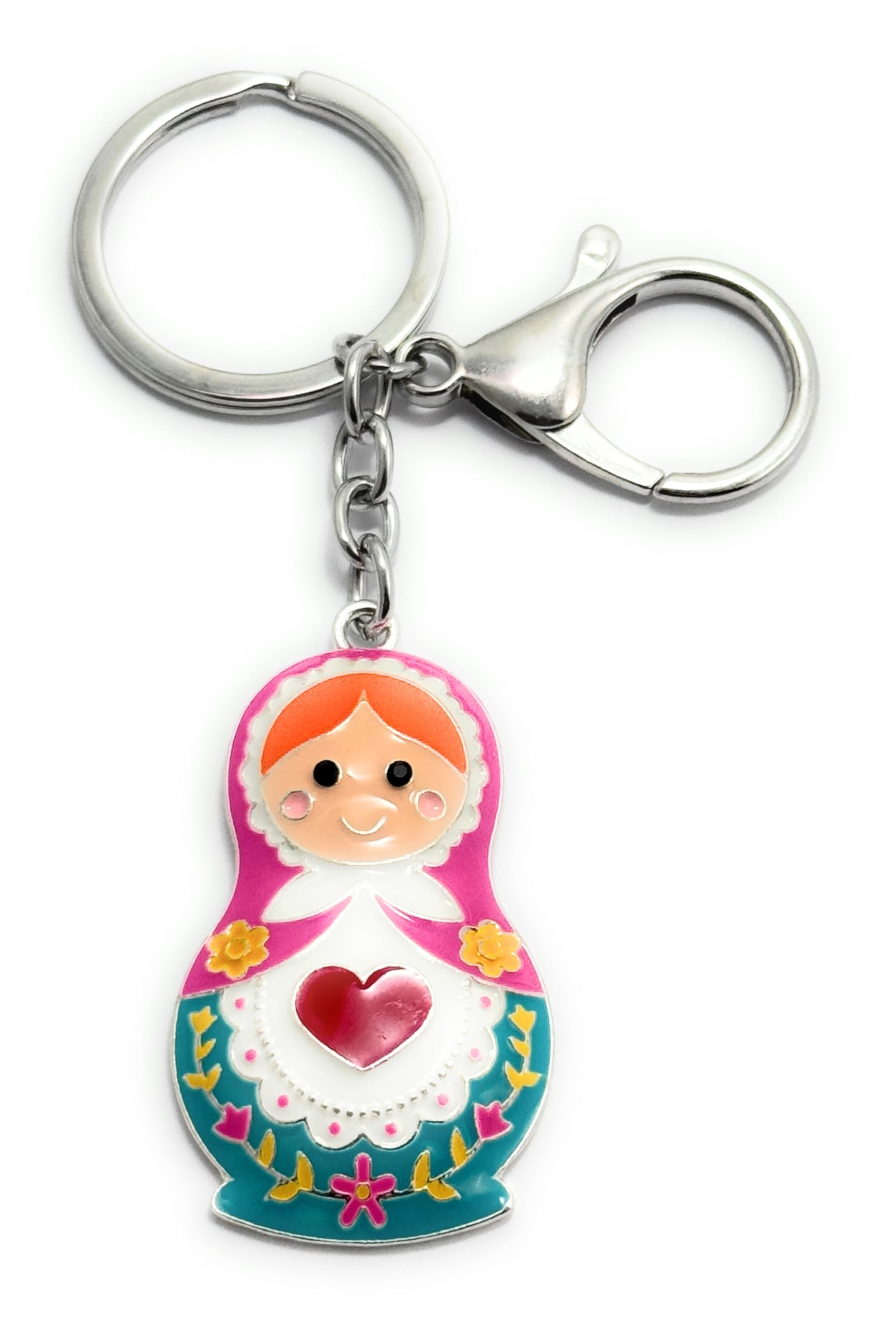 FizzyButton Gifts Nesting Doll handbag charm keyring keyring with lobster clasp and enamel detail