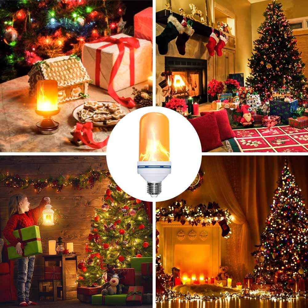 Flame Effect Light Bulb 3 Modes Flicker Effect Fire Light Built-in Gravity Sensor E26 Led Lamp Flaming Bulbs and Simulation Fire Bulb Atmosphere Decorative Vintage Flickering Bulb (1 Pack/3Modes)