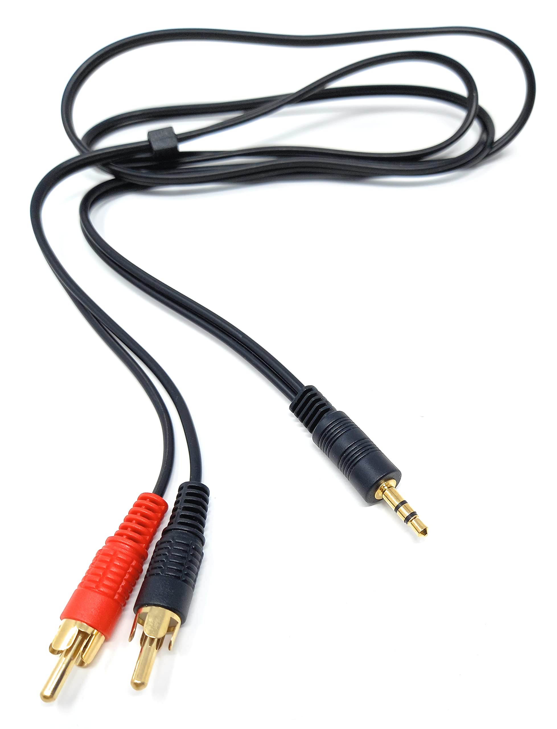 DRUT 1m 3.5mm to Twin RCA Stereo Aux Phono Audio Cable Mini Jack Lead Cord Y Splitter Headphone Cord RCA Y Splitter Adapter 3.3ft Black Gold Connectors