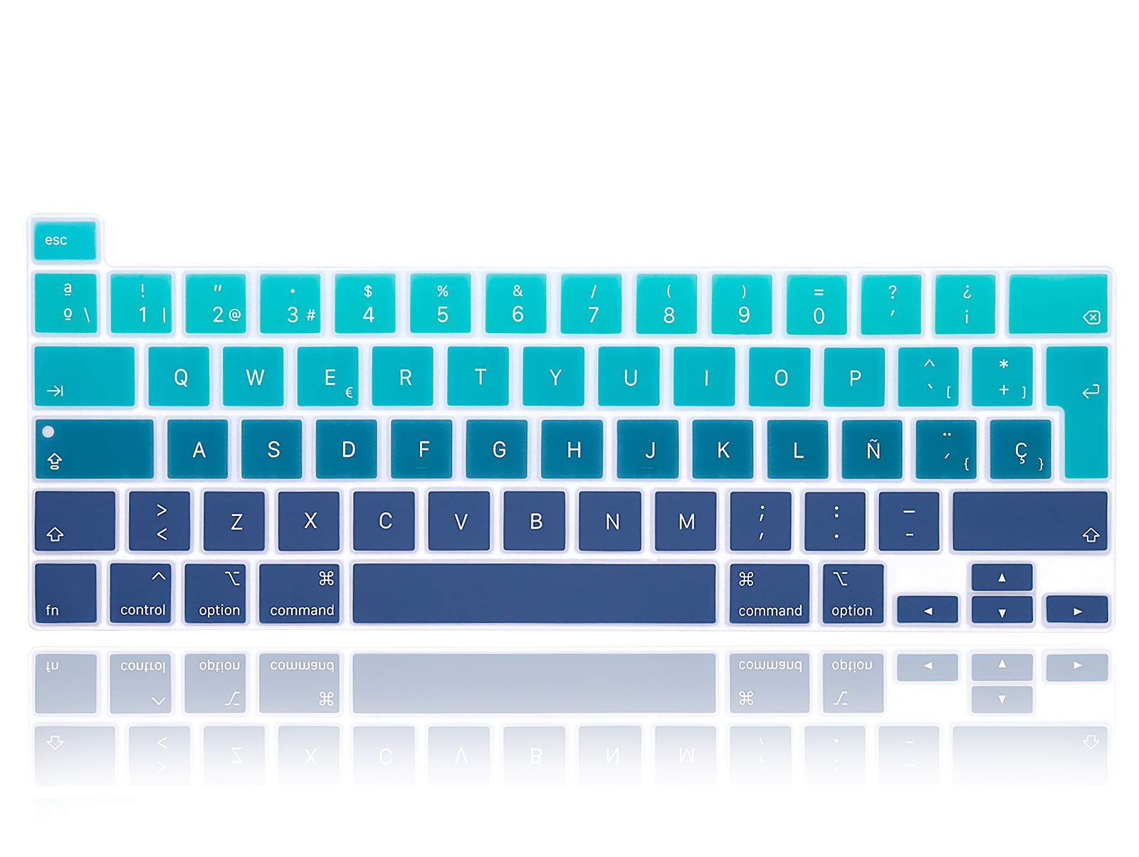 XHLWZR EU/UK Spanish Language Silicone Keyboard Cover Skin for MacBook Pro 16 inch A2141 2019+,for MacBook Pro 13 with Magic Keyboard Pro M1 Chip A2338/A2251/A2289 2020+,Gradient Green