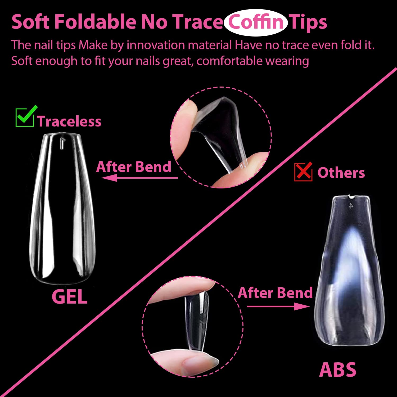 UNA GELLA Long Coffin Nail Tips, 216pcs Clear Long Coffin Gel Nail Tips False Fake Press on Nails Tips Full Cover Acrylic Nails Coffin Shaped For Nail Extension DIY Salon Soft Gel Tips 12 Sizes - Image 5
