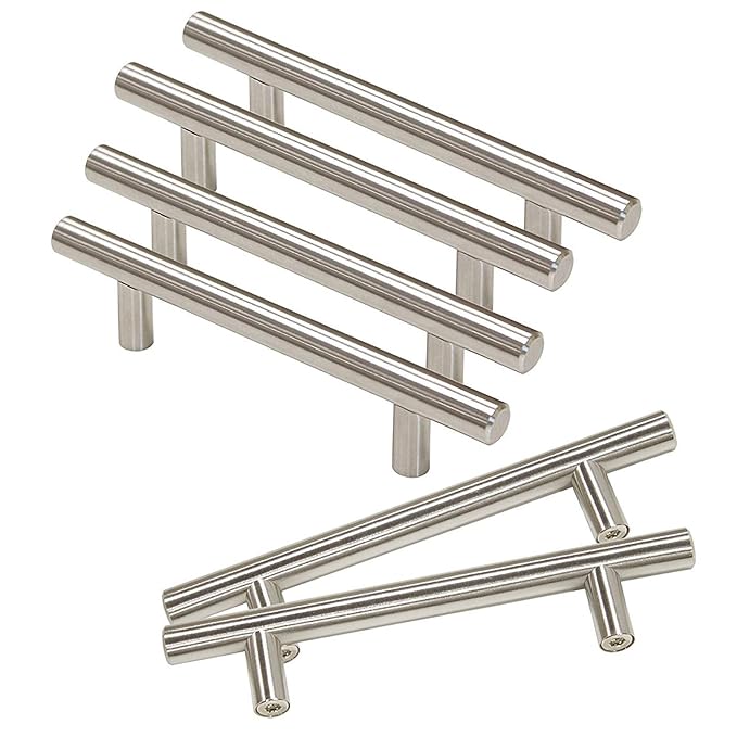 Gobrico Satin Nickel Handles/30 Pack Stainless Steel Brushed Nickel T Bar Drawer Pulls