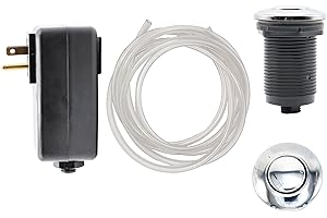 JB Products Disposal Air Switch Kit for Garbage Disposal Hands-Free On/Off Control UL Approved Includes 6' Air Tube 1-3/8" Air Button Safe & Convenient for Kitchen No Wiring Needed (Chrome)