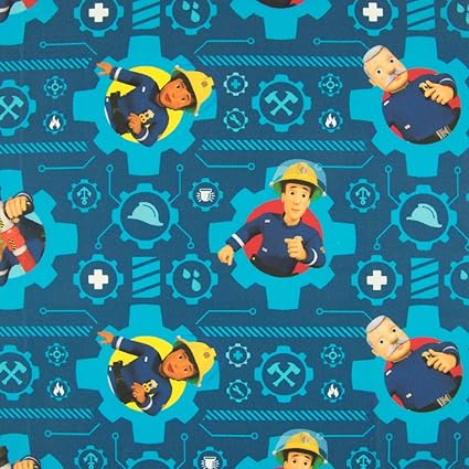 Stoffe Werning Baumwollstoff Lizenzstoff Feuerwehrmann Sam Elli Arnold & Steele blau Öko-Tex - Preis Gilt für 0,5 Meter